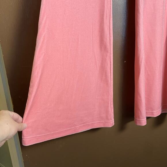 Juicy by Juicy Couture Sz L Pink Velour Flare Track Pants Pull On Stretch Crown - Picture 5 of 9